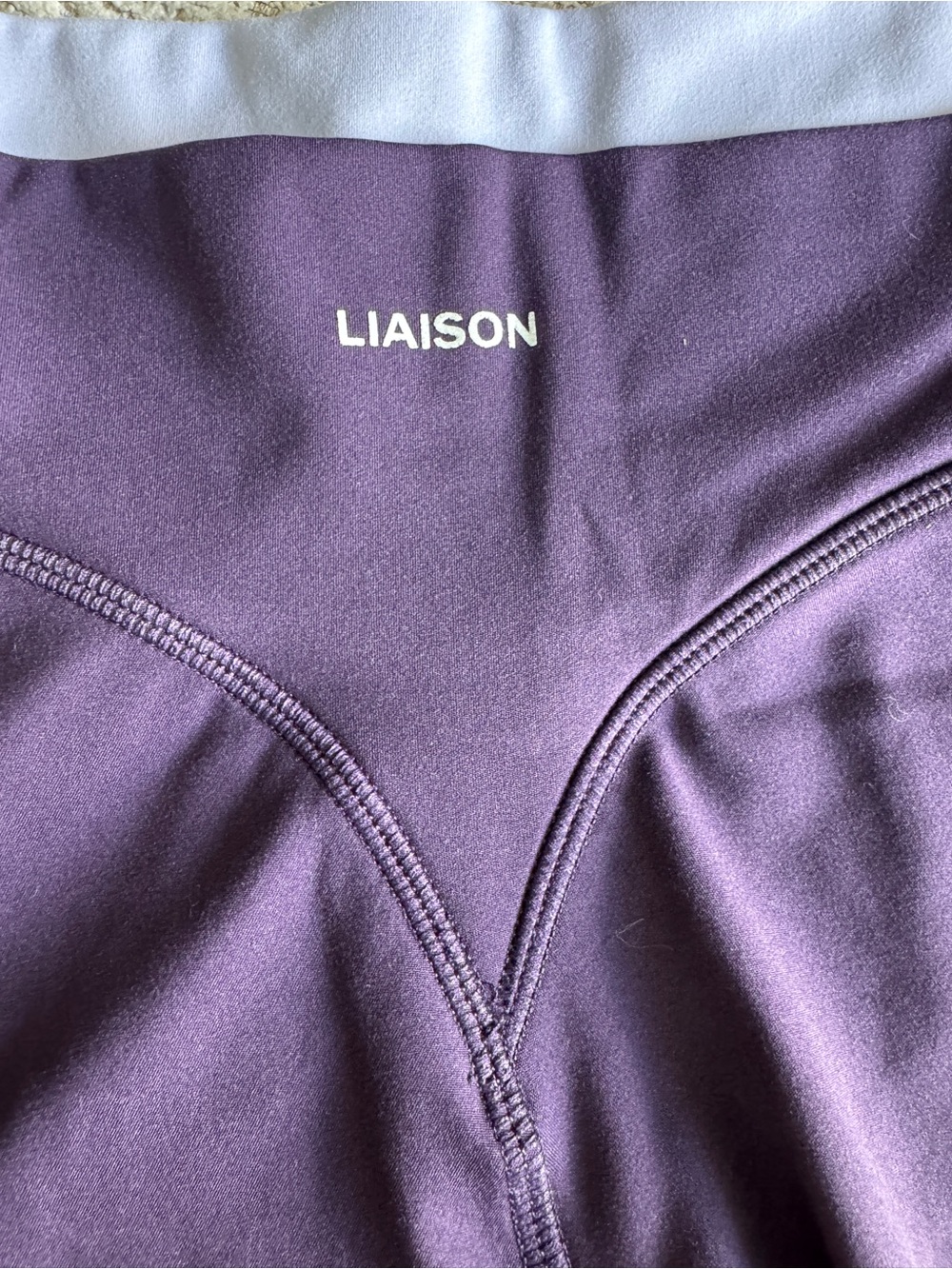 Liaison The Label sculpt shorts purple and lilac v1 stripegate